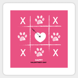 Tic tac toe game with paw prints pink Sticker